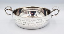 CHANNEL ISLANDS SILVER PLATED JERSEY BOWL 20th Century ALDERNEY ANIMAL WELLFARE