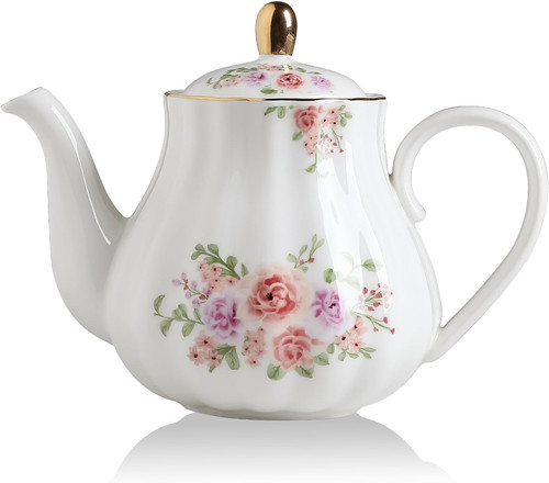 Porcelain tea pot with - porcelain,