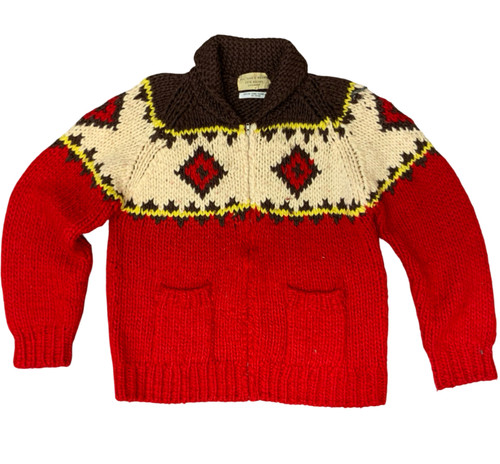 Vtg red wool hand knit - red,