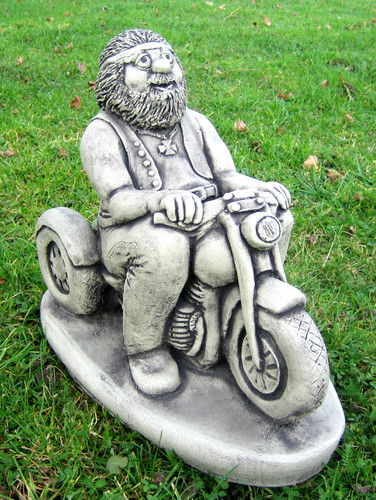 Motorbike rider stone garden - motorbike,