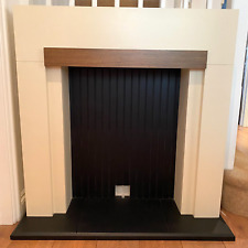 Adam Salzburg Contemporary Fire Surround Cream Finish Black Back & Hearth Mantel