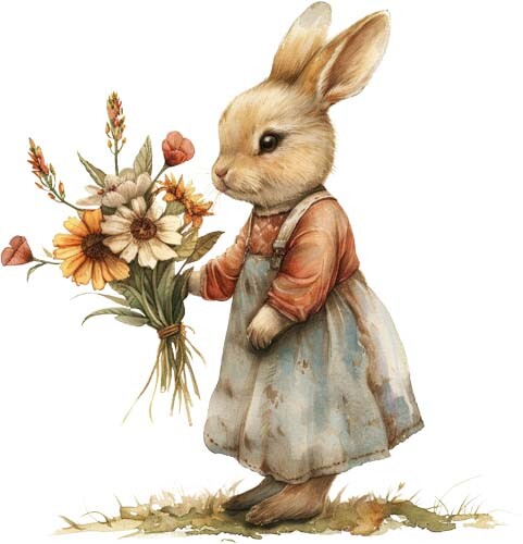 Colourful peter rabbit floral - colourful,