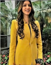 Zara Yellow Inverted Lapel Long Blazer Frock Coat M UK12 Bnwt # G231M