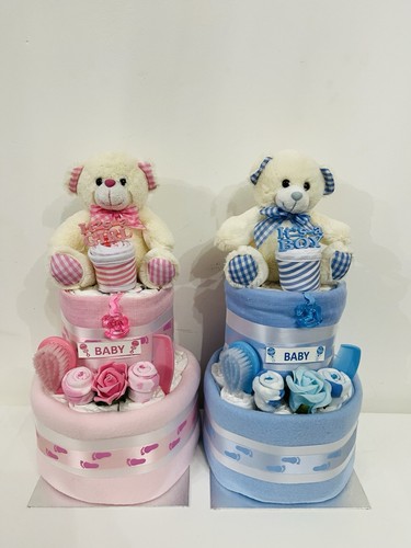 Tier nappy cake with cuddles - cake,