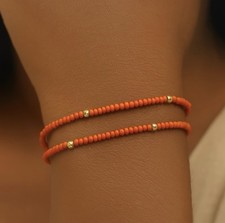 Bead Bracelet SET of 2 Orange