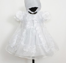 Baby Christening Gown Cape and Bonnet Newborn 0 3 6 9 12 Months