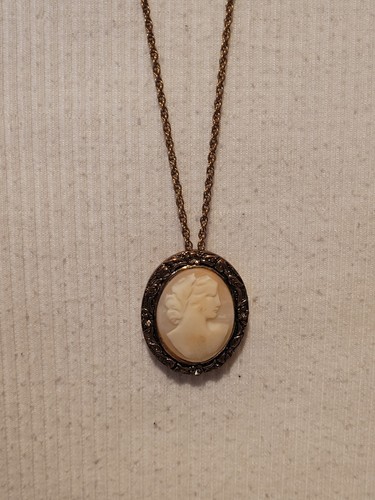 Vintage oval carved cameo - carved,
