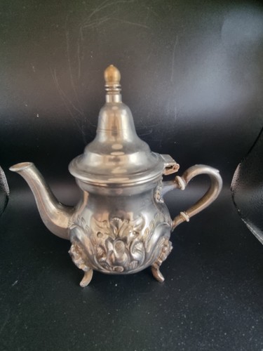 Silver metal teapot decorative - silver,