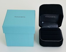 Tiffany & Co. Luxury Black Velvet Jewelry Box with Outer Box for Ring or Earring