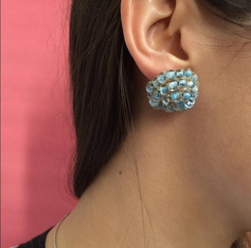 Vintage blue bead - bead, dome