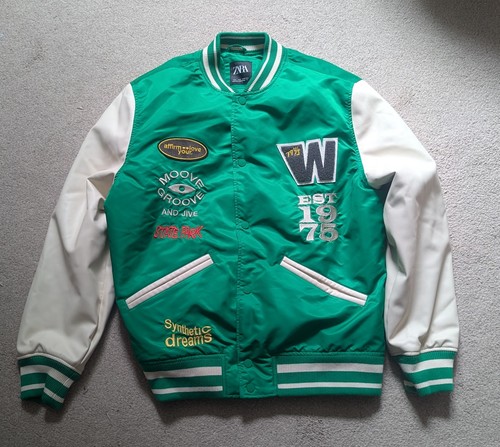 Zara mens green varsity jacket - mens,
