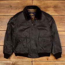 Vintage Airborne Leathers Military Jacket M 90s Navy Flight Bomber Brown