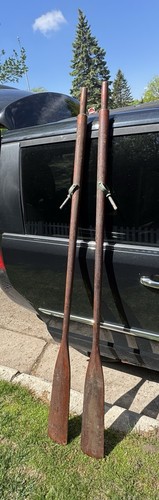 Vintage wooden boat oars - wooden,