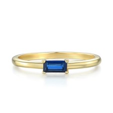Ladies 18 Carat Gold Vermeil & 925 Sterling Silver Blue Sapphire Solitaire Ring