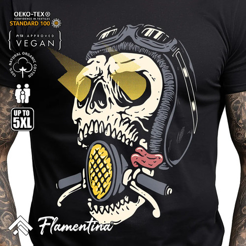 Skull biker mens tshirt - skull,