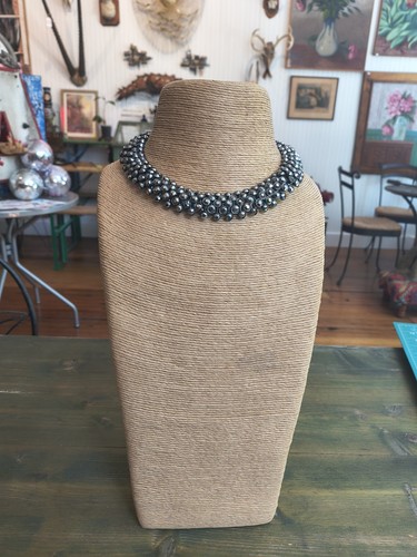 Vintage jet collar necklace - collar,