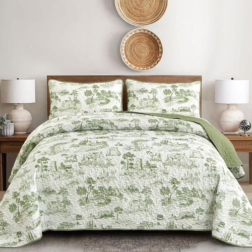 Sage green king - green, quilt