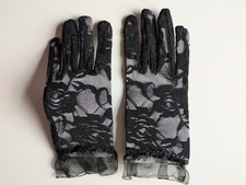 Black lace gloves vintage - black,