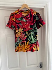 Ladies Size 14 Matalan Red Black Mix Patterned Unique Summer Preowned Sleeves GC