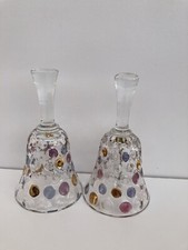 2 X Vintage Czech Borske Sklo Glass 'Nemo' Bell by Max Kannegiesser 14 cm Tall