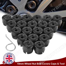 19mm Wheel Nut Bolt Covers Caps For VW Transporter T5 T6 2003-2020 Black + Tool