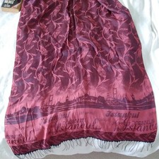Women's scarf Turkish Istanbul pattern silk 66 cm X 172cm very Good condition 