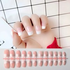 24x French False Nails French Manicure False Nail Tips Press On Full Cover Nails