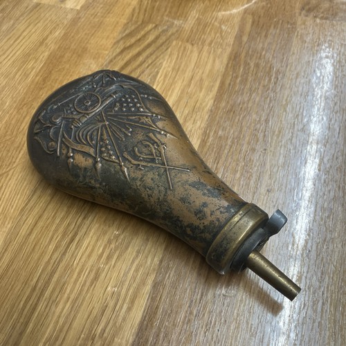 Antique brass powder flask - antique,