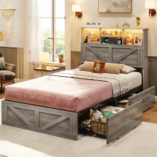 Farmhouse wooden bed frame - wooden,