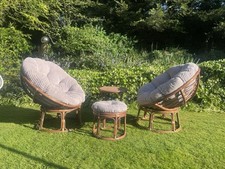 360° Swivel Rattan Papasan Moon Bowl Chair Round Furniture Whole Set