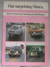 1972 - 73 Simca 1000LS - 1100 GLS - 1000 Special - 1000 Rallye1 Brochure