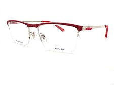 Police Glasses Frame Crossover 3 Red Silver Semi Rimless Spectacles VPL564 579
