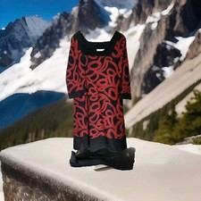 ADINI Womens Red/Black Shift Dress Size M