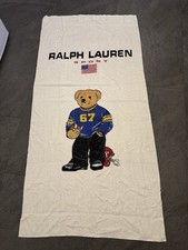 Vintage Ralph Lauren Bear Beach Towel - Made In USA - 100% Cotton - Large Size