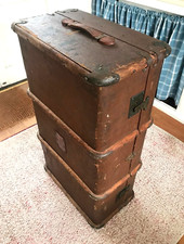 Vintage Wood-Banded Steamer Trunk