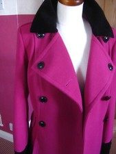 M&S FIT FLARE COAT 10 8 petite pink TWIGGY military velvet SHORT MEASUREMENTS