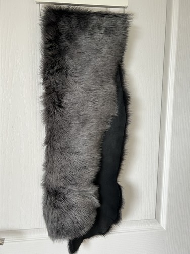 Grey shearling scarf sheepskin - scarf,