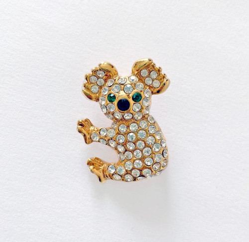 Vintage koala bear brooch - bear, gold