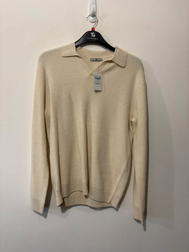 Men cream knitted long - men's, tu