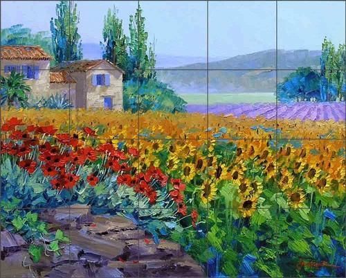 Sunflower tile backsplash - sunflower,