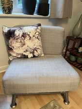 Light Grey Futon Single Bed/Chair With Foldable Legs