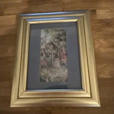 Vintage Needlepoint Tapestry Framed -Old Cottage Garden Wishing Well