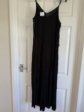 Ladies Size 12 BNWT Black Jumpsuit Primark Casual Holiday Wide Leg Ribbed