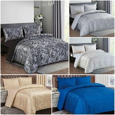 Luxury Jacquard Duvet Quilt Cover Paisley Bedding Set Double King Size & Cushion