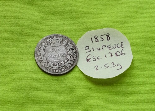 1858 silver sixpence - silver, 6d
