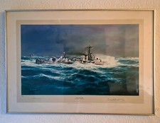 HMS Cavalier Framed Print Signed By Lord Mountbatten & Robert Taylor 11/2000