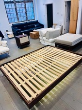  King Size Bed Frame LED Platform - Walnut - Furniture shop winter clearance