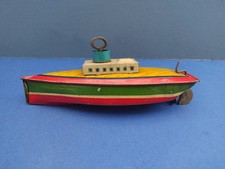 Lindstorm Clockwork Tinplate Toy Boat Made In USA