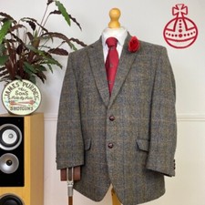 HARRIS TWEED (44S) Tweed Modern Sport Jacket Windowpane Herringbone Check EWM