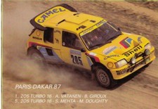 PEUGEOT SPORT 205 TURBO 16 T16 PARIS DAKAR RALLY 1987 WINNER STICKER AUTOCOLLANT